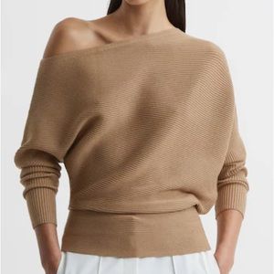 NWT: Reiss Lorna Draped Knitted Asymmetric Top